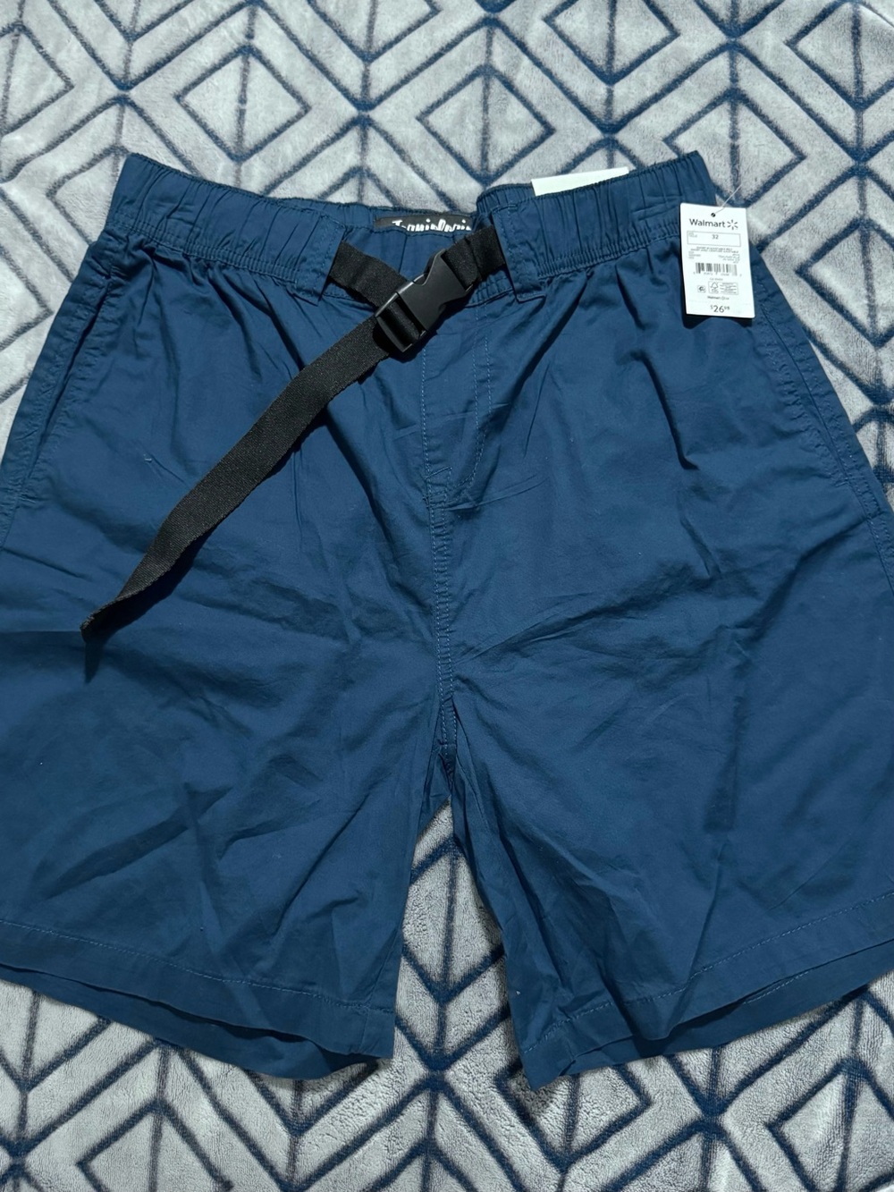 Jeaniologie Men’s Navy Utility Shorts with Built-In Belt